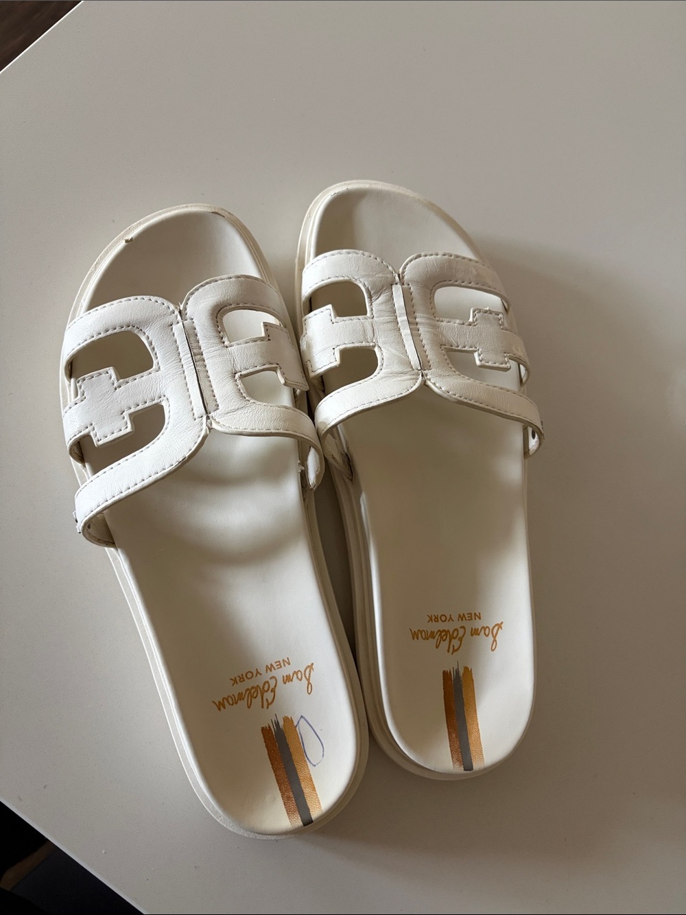 Sam Edelman White Slide Sandals